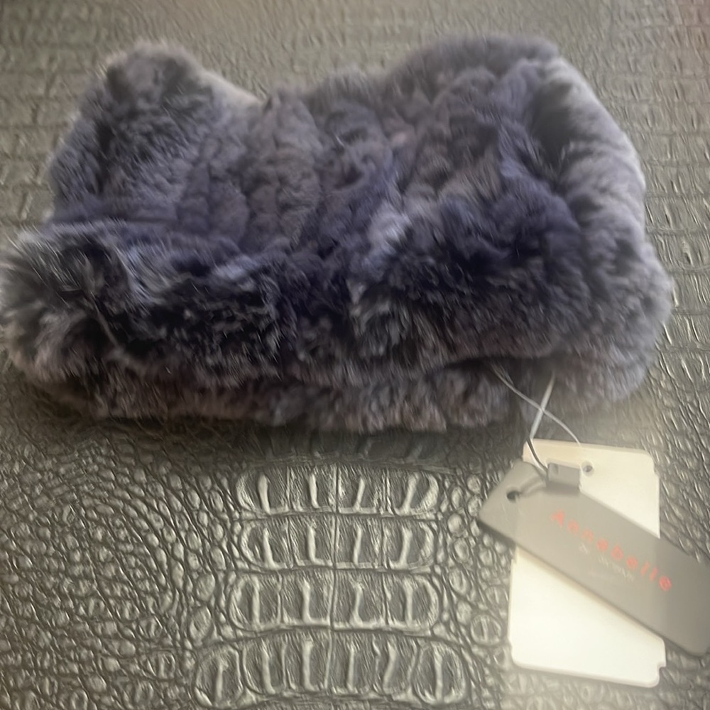 Annabelle -Real Fur Blue Head Band Rabbit